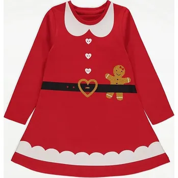 Dámské šaty ČERVENÉ BAVLNĚNÉ ŠATY S ŠATY POTISKEM S TŘPYTKAMI GEORGE 104