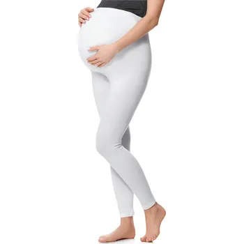 Dámské legíny Be Mammy těhotenské legíny dlouhé bavlna bílé velikost L