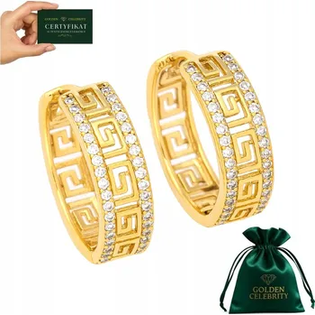 Náušnice POZLÁCENÉ NÁUŠNICE KRUHY OCEL CHIRURGICKÁ AŽUROVÉ ŘECKÉ SE ZIRKONY 18K