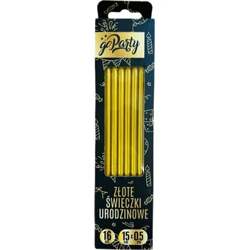 Dortová svíčka ZLATÉ NAROZENINOVÉ SVÍČKY 16 KUSŮ NA PÁRTY OSLAVU