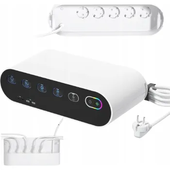 Napájecí kabel Listwa Zasilajaca Organizer Na Kabel 5 Gniazd Nabíječka 65W, vypínače