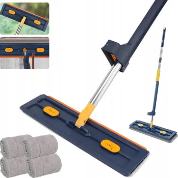 VELKÝ PLOCHÝ MOP NA ŠIROKÉ PLOCHY S 4 NÁHRADNÍMI HLAVICEMI Z MIKROVLÁKNA - 137 CM