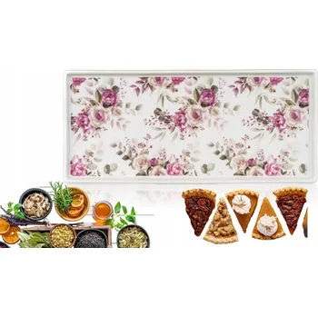 Talíř TALÍŘ podnos na chuťovky, uzeniny, dezerty, dorty, 27 cm, keramický s motivem růží