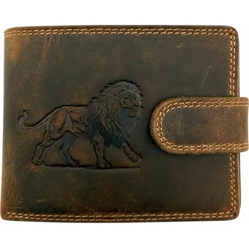 Peněženka Pánská pravá kožená peněženka – motiv lva Barva: Hnědá