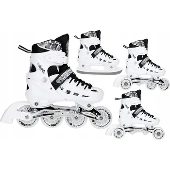 Kolečkové brusle Kolečkové Brusle Nastavitelné 4v1 Brusle Na Led Kolečkové Brusle NILS EXTREME Bílé Sada LED 35-38 M