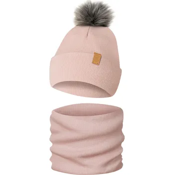 Čepice Zimní komplet Čepice Nákrčník s Polarem a Pomponem Chlapec Dívka 4-10L