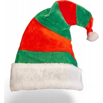 Obraz Vánoční čepice Elfa, silný velur, pruhovaná, 39 x 31 cm