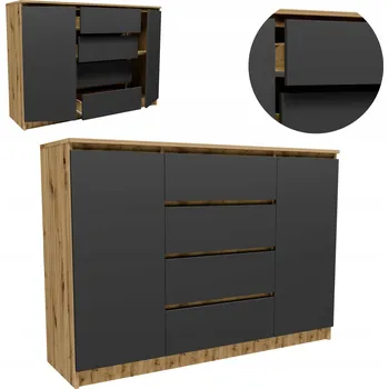 Komoda Komoda K1402D4SZAGR dąb artisan-grafit šedá skříňka regál na oblečení hračky