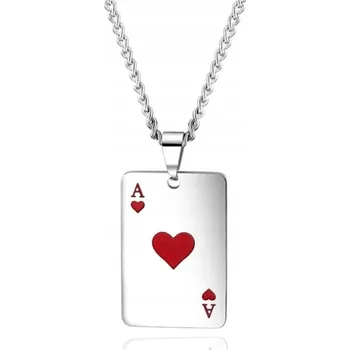 Náhrdelník Pánský Přívěsek s přívěskem Nerezová Ocel eso srdcí, pokerová karta