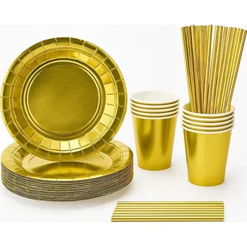 Vrták Zlatá sada: kelímky, talířky, brčka – 36 ks Congee, Silvestr