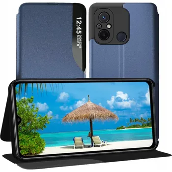 Pouzdro na mobilní telefon Pouzdro s klopou RCBR pro Xiaomi Redmi 12C WINDOW CASE modré