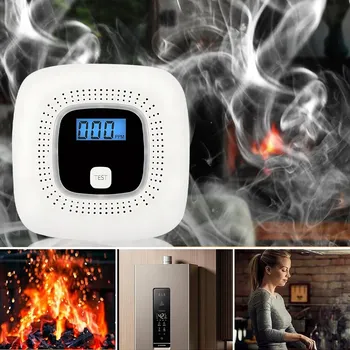 Bezpečnostní detektor CZUJNIK CZADU DYMU 2w1 OXIDU UHELNATÉHO ALARM S LCD DISPLEJEM