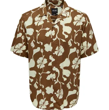 Oblečení a móda Only &amp;amp; Sons pánská košile s krátkým rukávem Only černá | hnědá | krémová 3487480