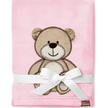 Dětská deka Dětská deka Be Mammy 76 x 102 cm růžová se zvířátky