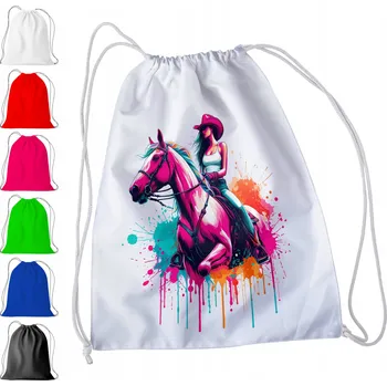 Obraz BÍLÝ SÁČEK DO ŠKOLKY, ŠKOLY, NA TV - PRO HOLČIČKU S MOTIVEM KONÍ