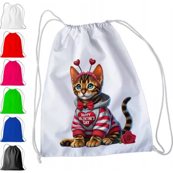 Obraz BÍLÝ SÁČEK DO ŠKOLKY, ŠKOLY, NA TV - JAKO DÁREK S KOČKOU