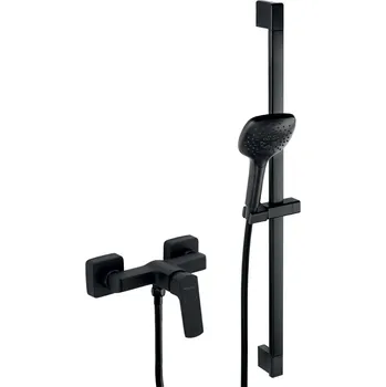 Vodovodní baterie Novaservis Nobless Ego Baterie sprchová nástěnná, rozteč 150 mm, s příslušenstvím, černá, 43061KIT,5