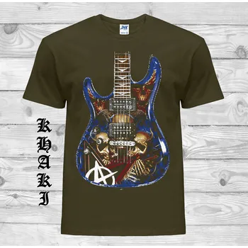 Pánské oblečení panske-levne-bavlnene-tricko-potisk-hororova-kytara Barva: Khaki, velikost: M