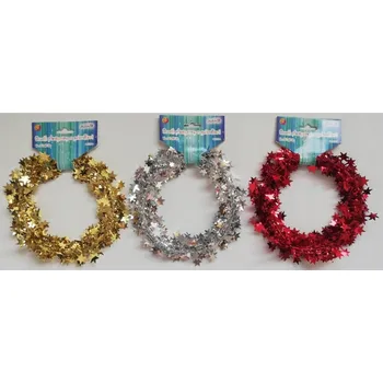 Vánoční dekorace HVĚZDIČKY na drátku GIRLANDA stříbrná - 7,5 m