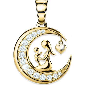 Přívěsek Zlatý přívěsek na řetízek Půlměsíc Máma Matka s Dítětem STŘÍBRO 925