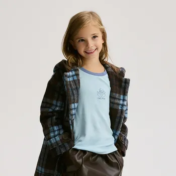 Dívčí tričko Reserved - Tričko s postranními pruhy - modrá - 479FT-55X - 479FT-55X-146