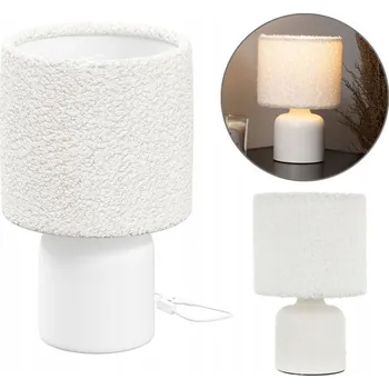 Lampička STOLNÍ NOČNÍ LAMPA KERAMICKÁ bílá S BÍLÝM STÍNÍTKEM BOUCLE Ø 14 cm