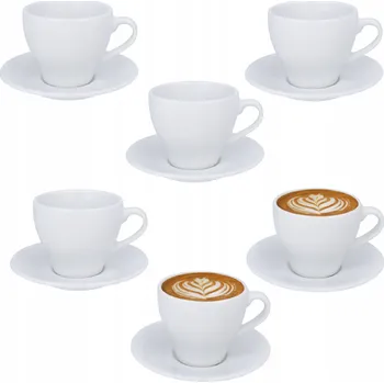 Sada 6 x Šálek Bílá Lubiana 200 ml s podšálkem 14 cm Paula