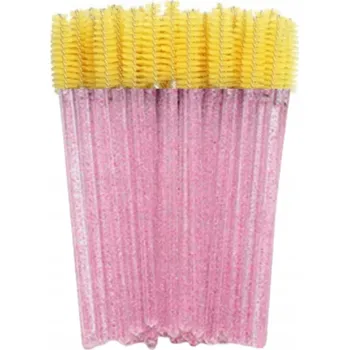 Přípravek na oči Kartáčky na řasy a obočí spirálové na jedno použití s třpytkami, Zlato-Růžové, 50 Ks.