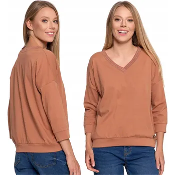 Dámská bavlněná halenka s výstřihem do V, dlouhý rukáv, klasický střih MORAJ M