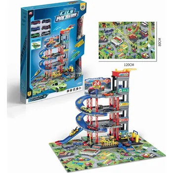 Dětská kuchyňka Ramiz Víceúrovňové parkoviště MEGA s rohoží + příslušenstvím