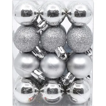 Vánoční ozdoba UH Koule plastové 24ks 3cm stříbrné