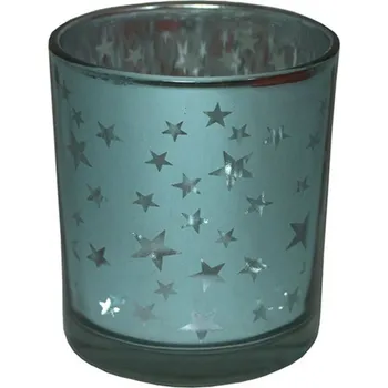Vánoční dekorace Goba Svícen skleněný mint hvězdy M