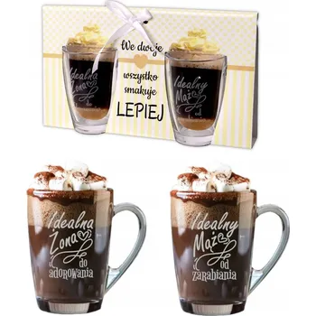 Vrták Dárek na Ślub pro mladý pár Sada skleněných hrnků