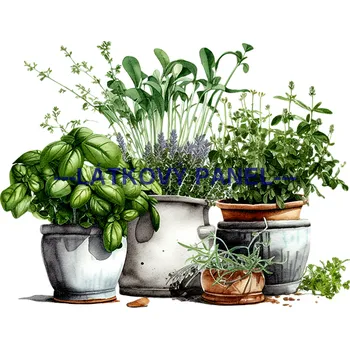 Látkový panel - Bylinky - BY-09 Velikost: 25x25cm, Materiál: Teplákovina nepočesaná