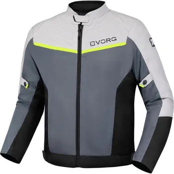 Moto bunda Pánská motocyklová bunda VORG NANO mesh černá šedá XL s chrániči