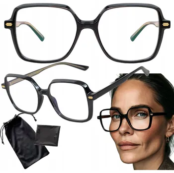 Sluneční brýle Dámské brýle bez dioptrií čtvercové černé nerd velké lehké TR90 antireflexní