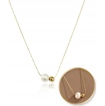 Náhrdelník ECARLA pozlacený náhrdelník z ušlechtilé oceli s KULIČKOU a PERLOU NST2153