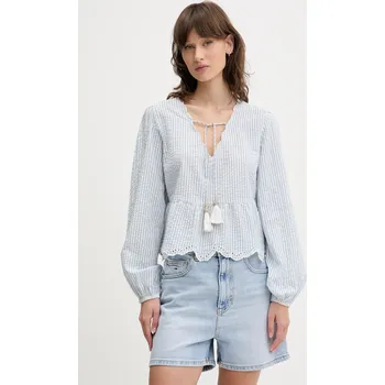 Dámská halenka Bavlněná halenka Superdry dámská, modrá barva, vzorovaná, W6012100A-2U7 W6012100A.2U7 50X, vel. S