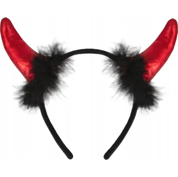 Čelenka ĎÁBEL červená HALLOWEEN kožíšek rohy kostým převlek