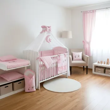 Hnízdečko pro miminko PR Souprava do postýlky 10 dílů - luxusní vyšívaná sada vzor 504 BAVLNĚNÁ PLENA ZDARMA