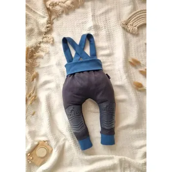 POLEZU+ Protiskluzové kalhoty s kšandami 2v1 - MODRÁ (Protiskluzové dětské kalhoty s kšandami)