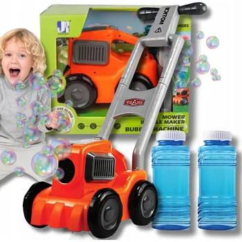 Bublifuk BUBLINKOVÝ FOUKAČ VE TVARU SEKAČKY NA TRÁVU PRO DĚTI ODRÁŽEDLO AUTOMATICKÝ STROJEK TEKUTINA ZVUK