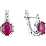 Stříbrné náušnice luxusní s pravými minerálními kameny červené 11489.3 ruby