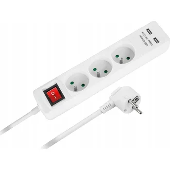 Prodlužovací kabel Prodlužovací Kabel přívod s lištou Rebel 3 m, 3 ks zásuvek, bílý