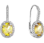 Stříbrné náušnice luxusní s pravými minerálními kameny žluté 11492.3 citrine