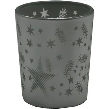 Vánoční dekorace Goba Svícen skleněný S Vánoce stříbrný