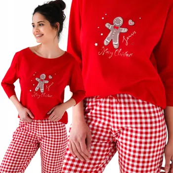 Dámské pyžamo Sensis dámské pyžamo bavlna Christmas Cookie Pyžamo červené vel. L