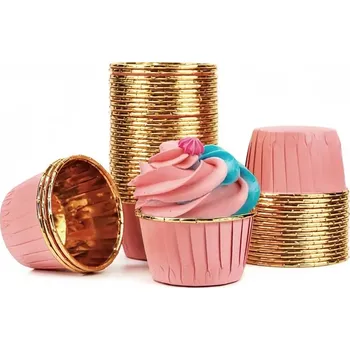 Jednorázové nádobí Košíčky na muffiny RŮŽOVO-ZLATÉ 50x40 mm / 50 ks formičky na muffiny
