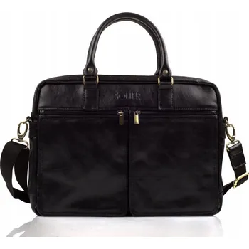 Pánská kožená taška na notebook 17 palců aktovka přes rameno černá Solier