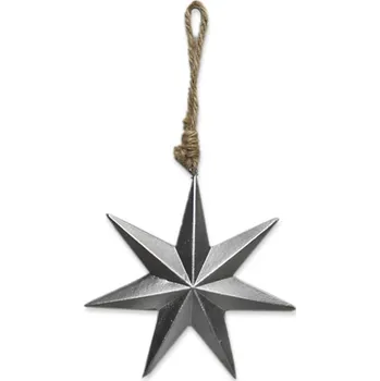 Vánoční dekorace UH Hvězda závěs dřevo 11cm stříbrná